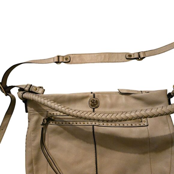 ELLIOTT LUCCA Ivory Cream Tumbled Leather Curved Large Hobo Shoulder Bag - Picture 5 of 10